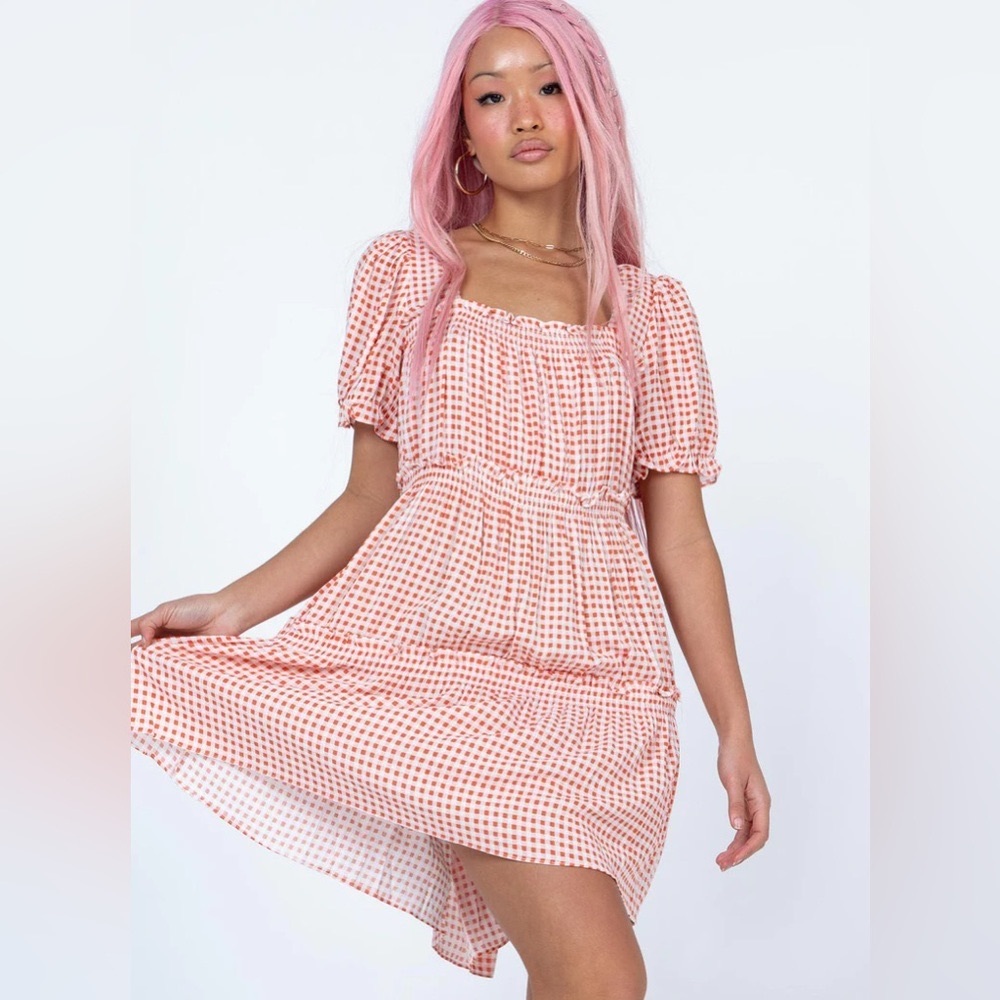Princess Polly Orange Gingham Dress